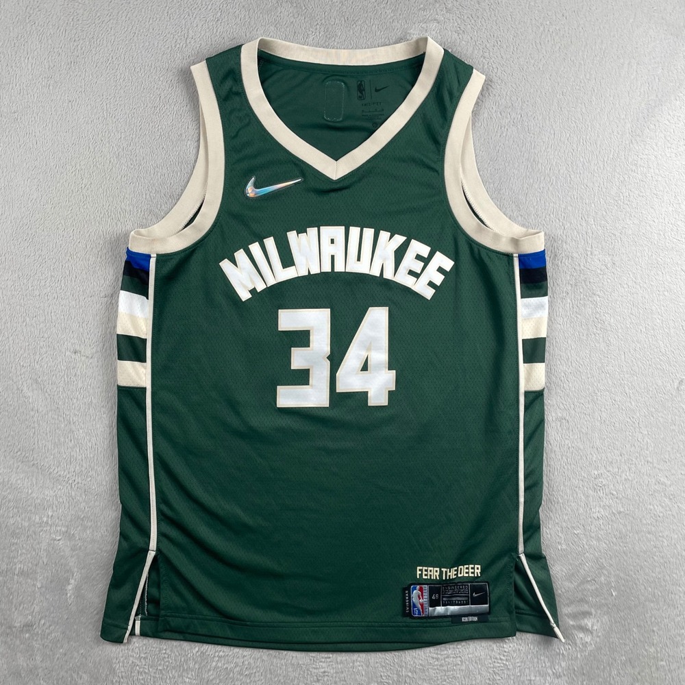 Nike Milwaukee Bucks Jersey Men Large Green Giannis Antetokounmpo Icon Edition